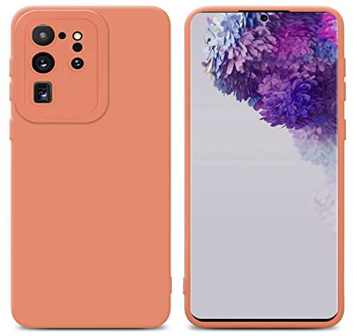 Cadorabo Hülle kompatibel mit Samsung Galaxy S20 Ultra Schutzhülle TPU Silikon Case Liquid Design mit Kameraschutz Slim Kratzfest Gummi mit Rundumschutz Case Hülle für Galaxy S20 Ultra in Orange
