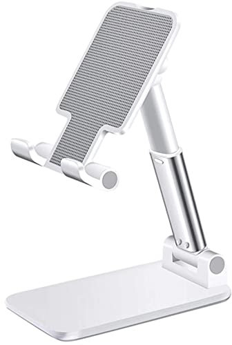 GIMIRO Handy Ständer Verstellbare, Handy Halterung - Faltbarer Handyhalterung, Halter Tablet-Ständer mit Spiegel Kompatibel mit Phone 14 Pro Max Plus, 13 12 Pro S9 S10,Kindle (White)