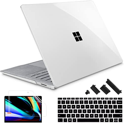 May Chen Case for 13.5 Microsoft Surface Laptop 3/4/5 with Alcantara Palm Rest Model 1867 1958 1959 (2019 2021 2022), Plastic Hard Shell Case with Keyboard Cover + Screen Protector, Crystal Clear