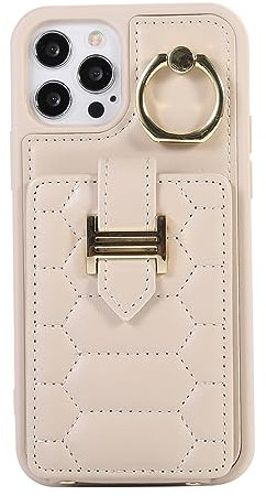 Luxury Soft Quilted PU Leather Protective Cover for iPhone 14 Pro Max 6.7-Beige