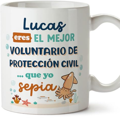 MUGFFINS Tazas Personalizadas para VOLUNTARIO DE PROTECCIÓN CIVIL hombre - En Español - Mejor que yo Sepia - 11 oz / 330 ml - Regalo Personalizable original y divertido