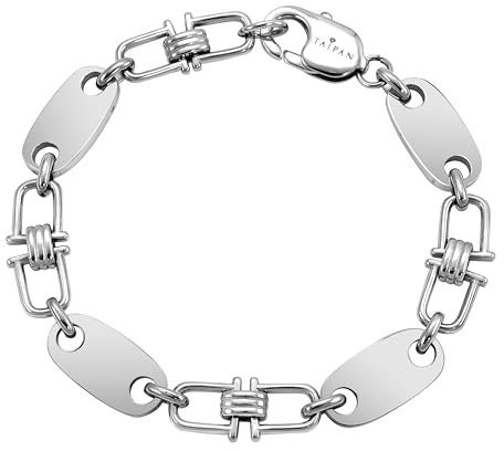 TAIPAN Plattenkette Armband bewegliche Steigbügelkette 10mm breit aus Edelstahl Länge 19cm / 21cm wählbar (19)