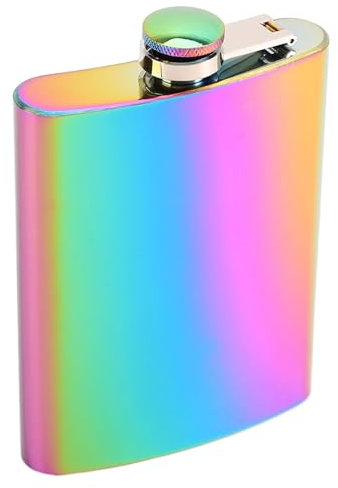 BML Rainbow Stainless Steel Hip Flask 7oz Leakproof Pocket Flasks, Portable for Outdoor Adventures, Camping, Parties - Ideal for Men and Women