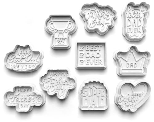 Cookie Cutters Set 10 PCS Fathers Day Cookie Stamp Cookie Cutter Mould Dough Fondant for Kid DIY Cookie Making