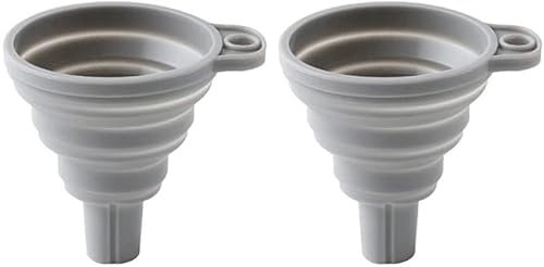 SHFOHGKJ Embudo de Cocina, Embudo versátil, Juego de 2 embudos de Cocina, Embudo Plegable de Silicona, Embudo pequeño Plegable for transferir Aceite, Agua, líquido, Gris y Blanco (Color: Gris)