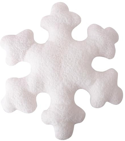 Weihnachtskissen Schneeflocke plüsch, Schneeflocken Kissen, Cute Pillow, Winter-Schneeflocken-förmiges Kissen, weiß-rosa, dekoratives Kissen, Plüsch Schneeflocke Weihnachten Plüsch Kissen (Weiß, 40cm)