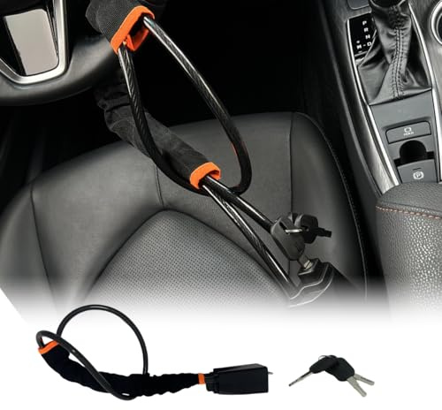 YUWUTF Anti-Theft Steering Wheel Lock,Heavy Duty Device Car Security Lock, Portable Universal Anti-Theft Security Device with 3 Keys Fit for Car SUV Auto Jeep Pickup Truck Van(Black)