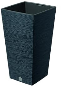 Stolmet Tall Square Flower Pot, Perfect for Indoor and Outdoor Environments, Anthracite Plant Pot, Modern with 3D Detail, Includes Insert, Capacity of 11.4L to 91.5L (11.4L)