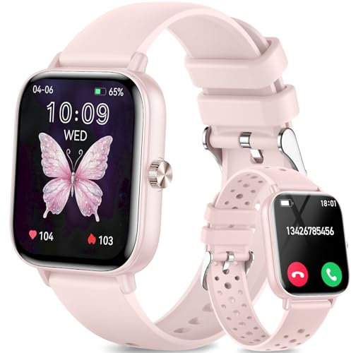 Smart Watches for Women Answer/Make Calls, 1.83 Women Smart Watch with Heart Rate/Blood Pressure/SpO2 Monitor, 100+ Sport Mode, IP68 Waterproof Fitness Tracker Compatible with Android iOS Pink