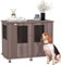 PawHut Dog Crate Furniture End Table, Pet Kennel for Medium and Large Dogs with Magnetic Door, Purple, 95 x 55 x 75 cm