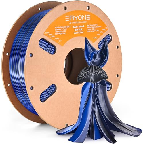 ERYONE High Speed Filament Silk Dual Color 1.75mm +/- 0.03mm, Rapid PLA Filament, 30-500mm/s Hyper Speed PLA Filament, 1kg (2.2LBS)/Spool, Midnight Blue & Black