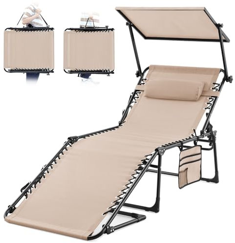 KING BIRD Große Sonnenliege 190x70x40cm,Gartenliege mit Sonnenschutz, Kopfstütze und Verstellbarer Rückenlehne,klappbarer Liegestuhl,Belastbarkeit 181 kg,für Balkon,Terrasse,Camping,Blau
