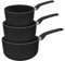 Fackelmann 9429950 Set 3 casseroles antiadhésives revêtement céramique 16, 18 et 20 cm sans PFAS, tous feux, induction, Aluminium, Noir, Vert, 16, 18 et 20 cm