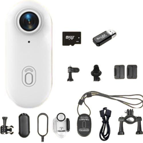 Visuscam - Mini 120 4k Camera for Recording, Visus Cam Action Camera, Thumb-Sized Body Cam, Portable Vlogging, Cycling, Motorcycle, Travel (White-64G)