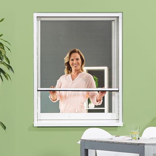 empasa moustiquaire fenêtre enroulable SMART, blanc, marron ou anthracite | protection contre les insectes moustiquaire volet roulant Store, couleur : blanc, taille : 160 x 160 cm