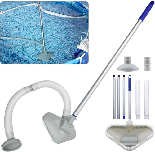 Aspirapolvere Piscinas con Tubo 3 m, Bocchetta e Asta Telescopica 66–144 cm – Aspirapolvere per Piscina Fuori Terra e Interrata, Kit Pulizia Piscina per Piscine, Terrazze, Jacuzzi e Fontane