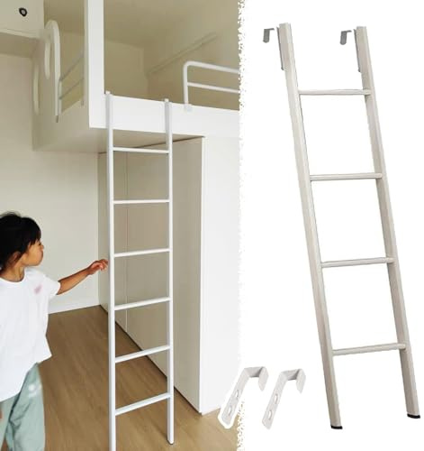 Hochbett Leiter Verstellbarer Hochbettleiter zum Aufhängen mit Haken, Camper Hochbett, kurze Metall-Leiter für Kinder & Erwachsene (116cm/45)