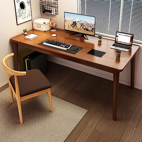 Moderner Schreibtisch aus Massivholz, stabiler Laptop-Arbeitsplatz für Heimbüro, stilvoller Arbeitstisch, Chef-PC-Schreibtisch (Nussbaum, 80 x 55 x 75 cm)