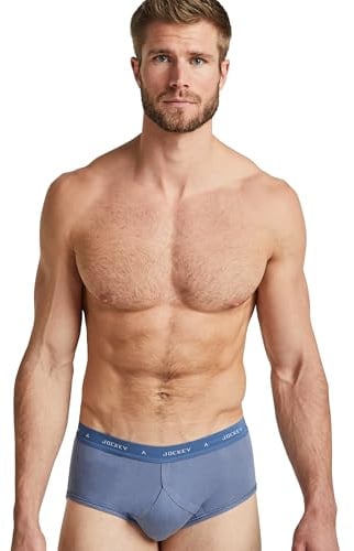 Jockey Men's UK Classic Cotton Rib Y-Front Brief - 3 Pack, Indigo Mix, 44