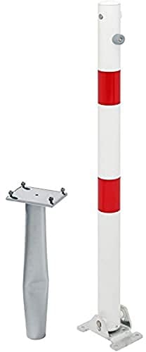 Alberts 781057 Absperrpfosten Klappy-Bo | wahlweise in verschiedenen Ausführungen | zum Einbetonieren, umlegbar | weiß | Pfosten-Ø 60 mm | Höhe über Boden 100 cm