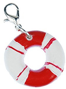 Miniblings Rettungsring maritim Charm Schiff Segeln Boot Ring rot weiß - Handmade Modeschmuck I Kettenanhänger versilbert - Bettelanhänger Bettelarmband - Anhänger für Armband