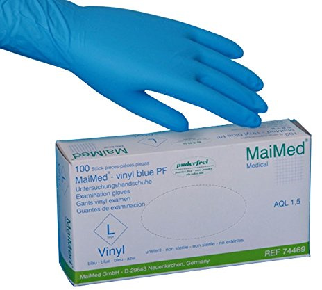 Maimed Vinyl Handschuhe, Untersuchungshandschuhe blau, puderfrei vinyl blue PF, 100 St., Einweghandschuhe