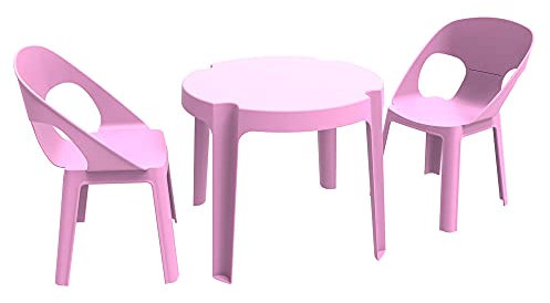 resol Rita Set Bambini di 1 Tavolo e 2 sedie, plastica e Polipropilene 60x51x78 cm Rosa