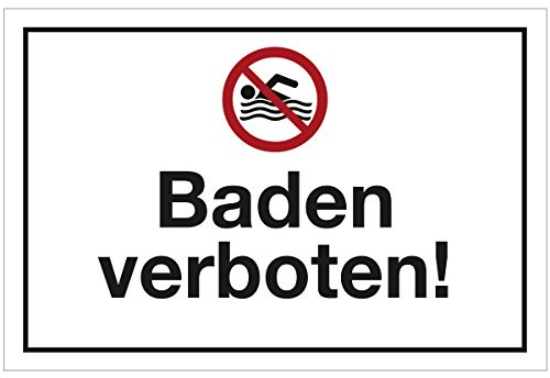 WANDKINGS Hinweisschild - Baden verboten! - stabile Aluminium Verbundplatte - Wähle eine Größe - 40x30 cm