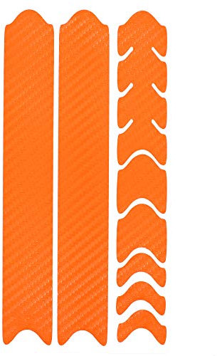 AlphaShield Fahrrad Rahmenschutz Kettenstreben Schutz Folie Aufkleber Rahmen Schutz Carbon MTB BMX Lackschutz Folie K099 (Carbon Orange)