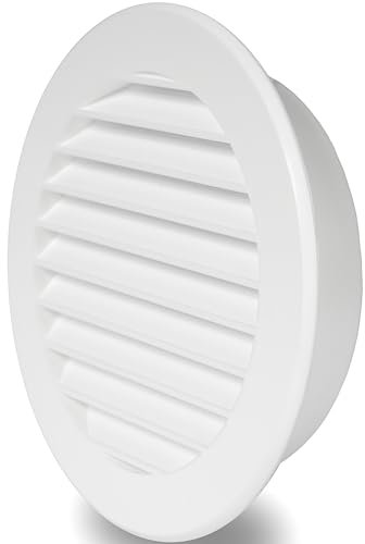 Repa Market Cubierta de Ventilación de Plástico Blanco de 4 Pulgadas Con Brida, Rejilla Redonda de Soffit, Cubierta de Aire Con Malla Protectora