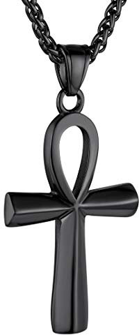 GoldChic Jewelry Collier Ankh pour Homme Garçon, Pendentif Croix Clé de la Vie, Bijoux Amulette Chaîne Égyptienne, Cadeau Anniversaire
