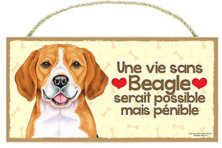BEAGLE (04) Affiche Decoration Murale. Panneau Bois. Inscription avec votre animal préféré. Panneau Decoratif pour votre maison. Pancarte avec un chat ou un chien.
