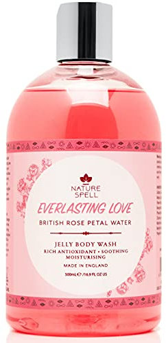 Nature Spell British Rose Water Jelly Body Wash 500 ml – Luxuriös feuchtigkeitsspendende Duschgel, angereichert mit britischem Rosenwasser – 100% vegan – hergestellt in Großbritannien