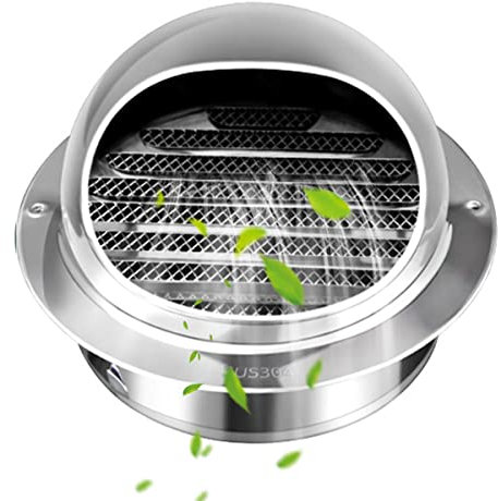 Moonjor 150mm Grille d'Aération Ronde Grille Ventilation Hotte, Bouchon Rond en Acier Inoxydable 304 Avec/Maille