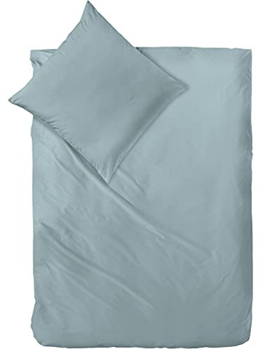 Decoper ® Mako-Satin Bettwäsche aus 100% Baumwolle | Atmungsaktiv & kuschelig weich | Farbe Graugrün | 2 teilig - 155 x 220 cm + 80 x 80 cm