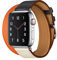 Aergood Cuir Bande,Compatible avec Apple Watch Bracelets 38/40/41mm 42/44/45mm, Double Tour Bracelet de pour iwatch Series 7 6 5 4 3 2 1 SE(38/40/41mm,Blanc/Bleu/Orange)