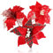 com-four® 3X Weihnachtsstern Deko-Gesteck, Kunstblumen als tolle Weihnachtsdekoration, schöner Raumschmuck, auch für Kränze und Blumenarrangements (rot + weiß)