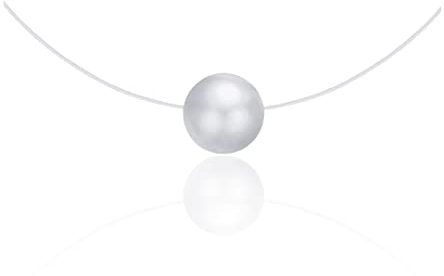 Collana donna con perla bianca filo trasparente elegante semplice