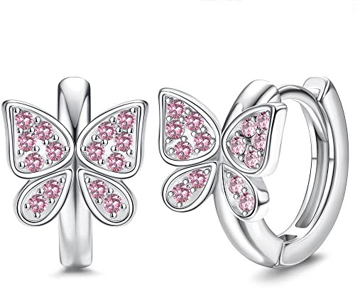 YADOCA 925 Sterling Silber Schmetterling Ohrringe für Damen, Kinder, Mädchen - Mehrfarbig Hypoallergen Creolen - Geschenk für Frauen