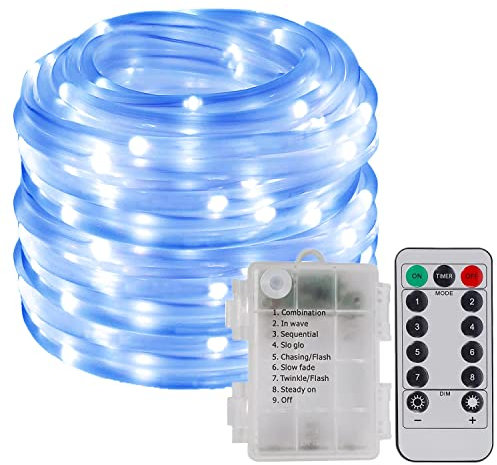 KINGCOO 200LED Lichtschlauch Schnur Lichter, Wasserdichte 22M/72FT 8 Modi Batteriebetriebene Kupfer Streifen Seil Lichterketten für Innen Außen Garten Hochzeit Party Weihnachten Dekorationen(Blau)