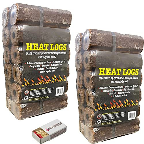 Perfectonish High Energy Ultra Dry Heat Logs Open Fire Log Eco Wood Fuel Wood Burner With SAFETY MATCH BOX (24 Heat Logs)