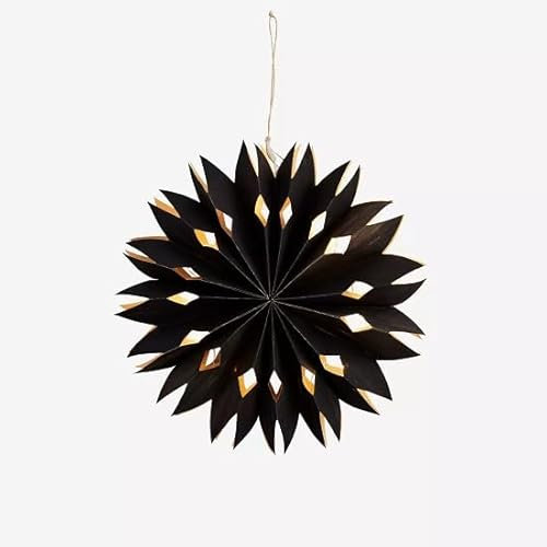 Madam Stoltz Papierstern mit Licht, 30 cm, Schwarz