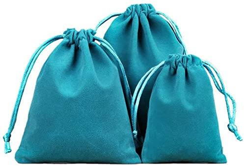 6 Stück Samtbeutel Schmuckbeutel,Kleine Stoff Beutel mit Kordelzug,Samt Säckchen Geschenkbeutel Stoffsäckchen zum Befüllen für Schmuck Hochzeit Weihnachten Geburtstag Party Geschenk,20x25cm blauer See
