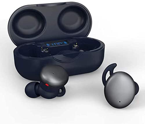 Bluetooth Kopfhörer kabellos in-ear Ohrhörer mit Ohrbügel wireless Kopfhörer mit Mikrofon LED Leistungsanzeige Noise Cancelling wasserdichte wireless Headphones HiFi Stereo Sound für Arbeit Büro blau