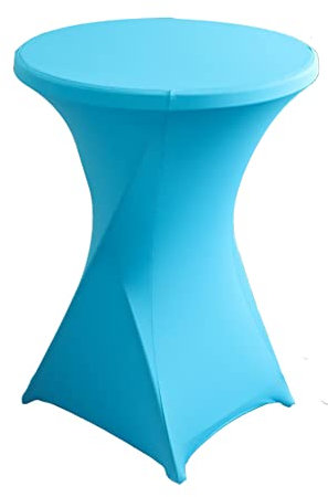iEventStar Stretch Stehtisch Hussen Spandex Stehtischhussen Bartische Hochzeit Erstärkung im Fußbereich Rund Tischdecke für Bistrotisch Cocktail-Party (Blauer See, 1er Set - Ø 80-85 cm)
