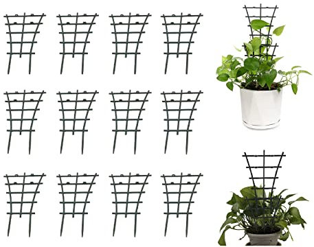 Firlar 12 Stück Rankhilfe für Topfpflanzen, MiniGartenspalier für Kletterpflanzen drinnen und draußen, DIYKunststoffKletterpflanzenUnterstützung, Rankgitter, stapelbare Kletterpfähle für