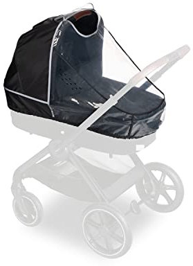 hauck Universal Babywannen Kinderwagen Regenschutz 67 x 48 x 65 cm mit Reflektierender Umrandung, Kontakt & Belüftungs Fenster, Einfache Kordelzug & Klettverschluss Befestigung (Transparent)