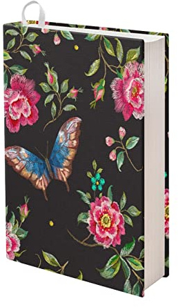 Kuiaobaty Vintage Schmetterling Blumen Buchhülle für Buchliebhaber, rosa Blumen Schutzhülle Schlupfjacken für Schulbuch