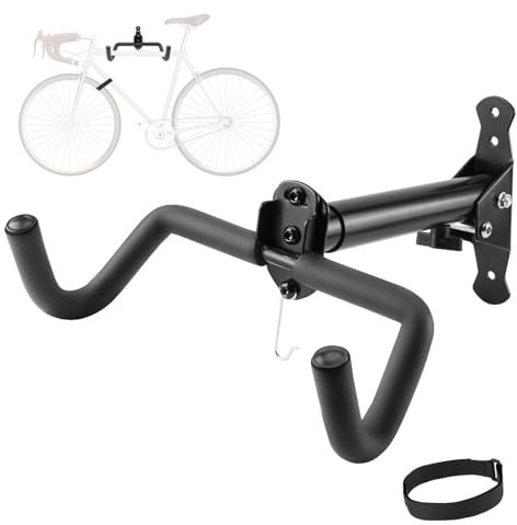 Vousile Bike Rack Wall Mount Bicycle Hanger Garage (1 Pack Black) Ganci Pieghevoli e Regolabili per Portabiciclette, Ganci Pieghevoli e Regolabili per