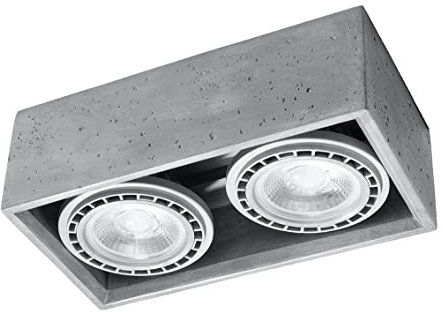 Licht-Erlebnisse Deckenlampe Beton 27 cm lang eckig 2-flammig GU10 Modern Grau Wohnzimmer Flur Spot Aufputz Deckenleuchte